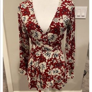 Long sleeve floral romper